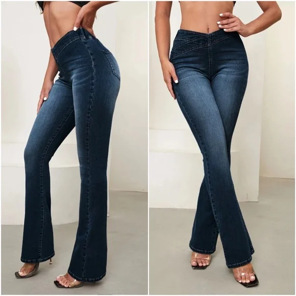 black High Waist Fitted Bootcut Denim Jeans - Picture 4 of 7